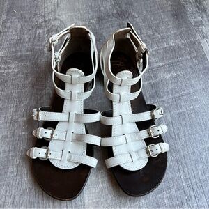 Giuseppe Zanotti Gladiator White Leather Flats Made Italy 37
